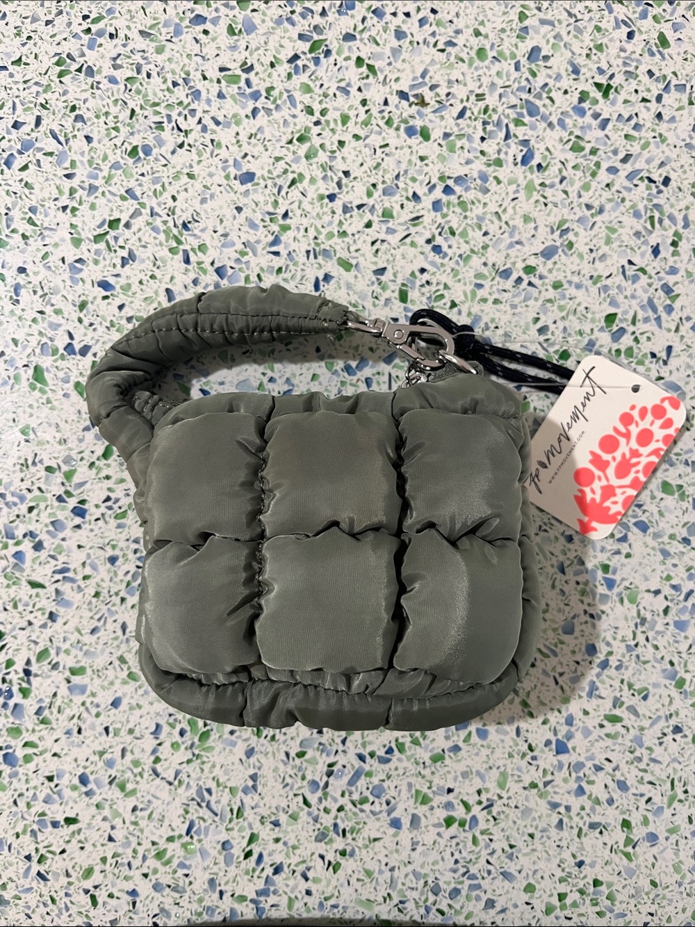 FP Movement by Free People Quilted Olive Green Mini Top-Handle Bag